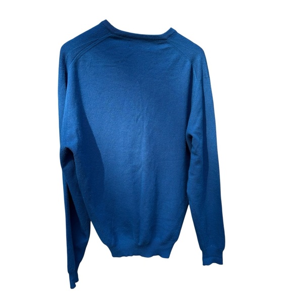 Vintage Pringle Mens Blue V-Neck Sweater Blue 100% Pure Lambswool Classic  L - Picture 5 of 10